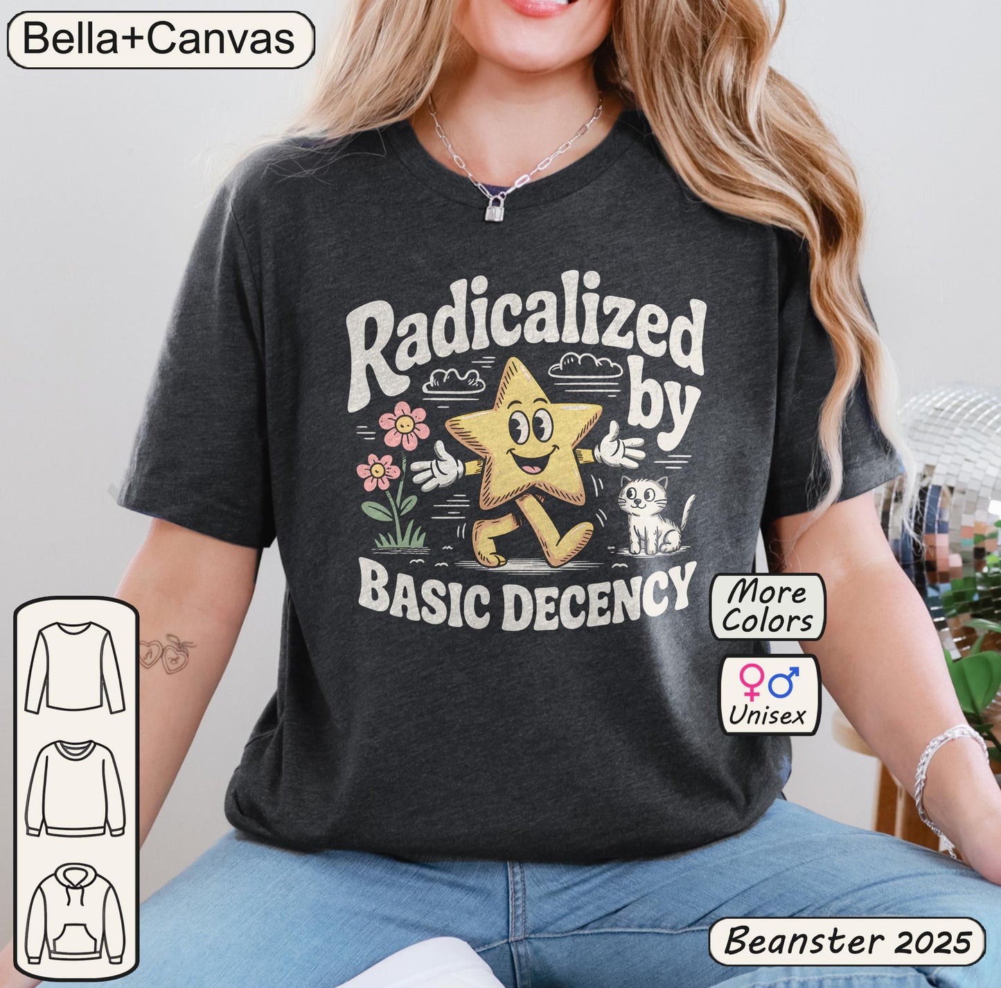 Radicalized By Basic Decency retro Star Graphic T-Shirt