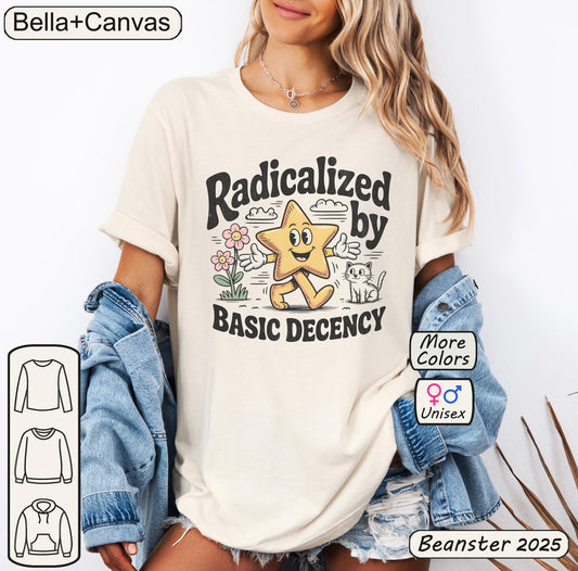 Radicalized By Basic Decency retro Star Graphic T-Shirt