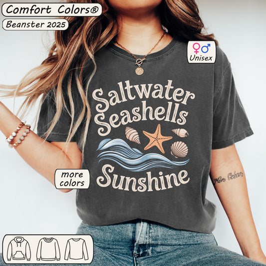Saltwater Seashells Sunshine Comfort Colors® Shirt Vintage Beach Tshirt