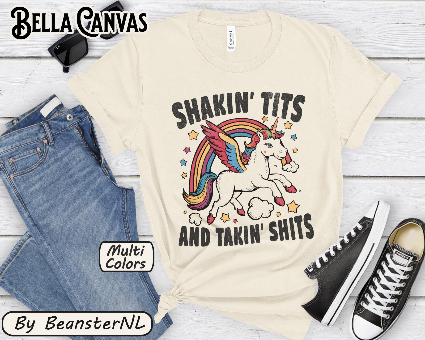 Shakin Tits And Takin Shits Unicorn T-Shirt – Original Funny Tee