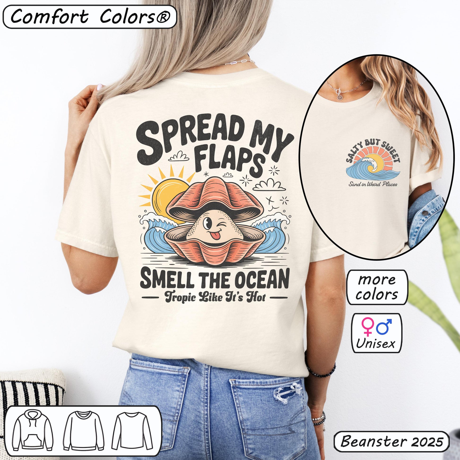 Spread My Flaps Smell The Ocean Shirt Back & Front Print Oversized 