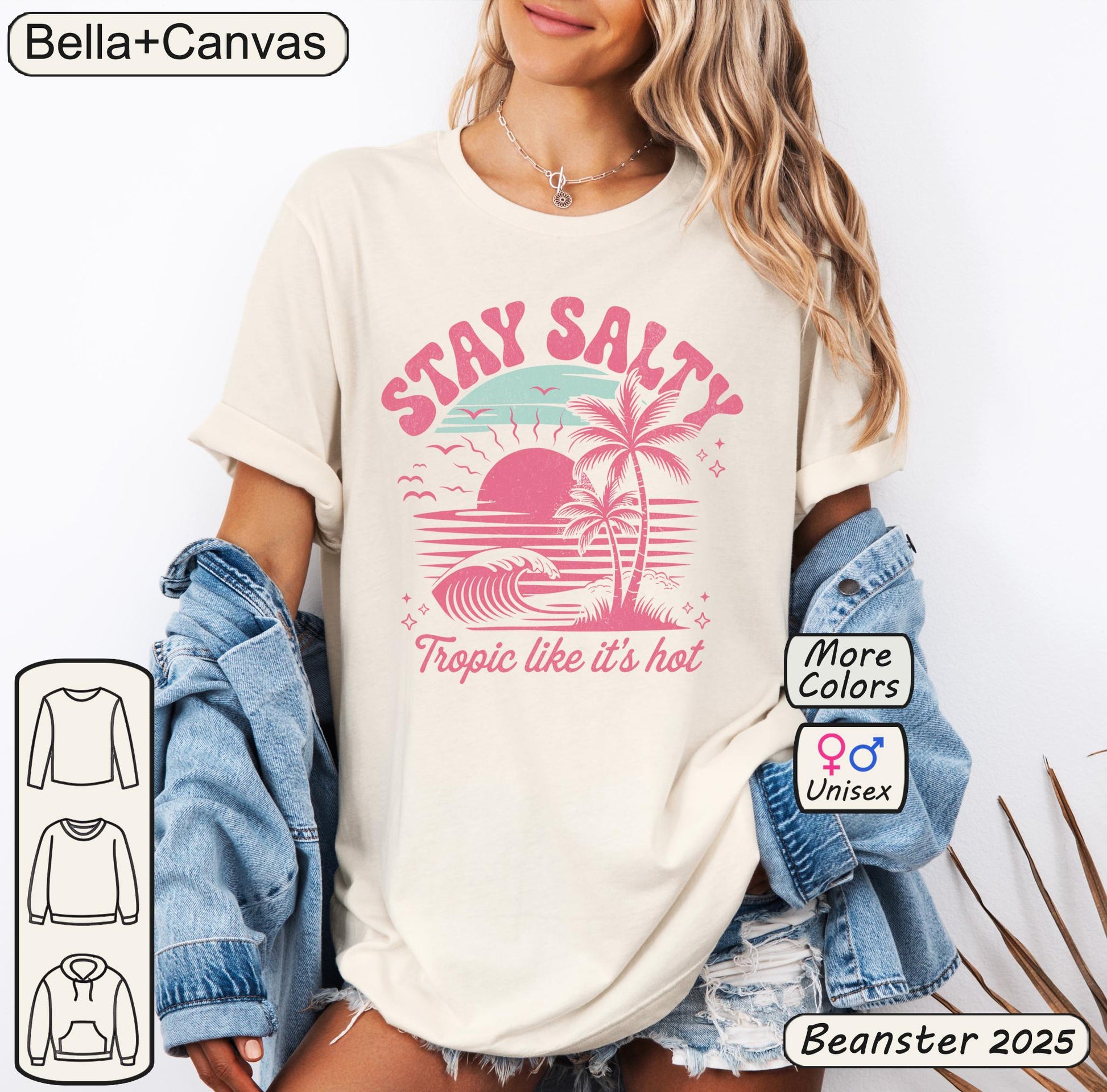 Stay Salty Vintage Pink Tee – Retro Summer Vibes Shirt