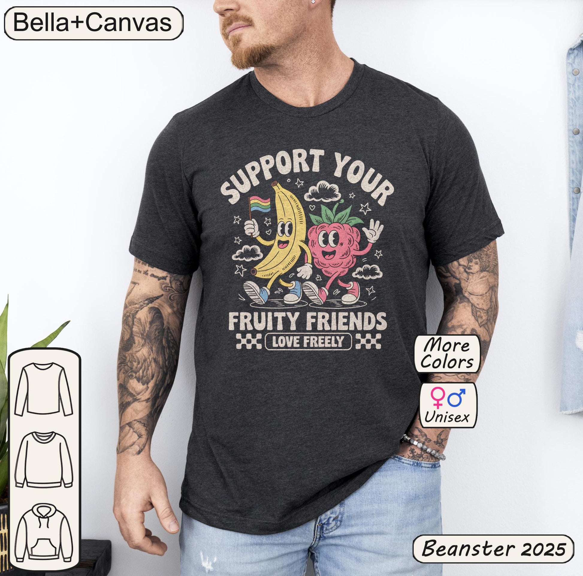 Support Your Fruity Friends – Cute Pride T-Shirt 🌈🍓🍌