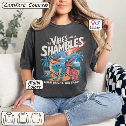 The Vibes Are In Shambles T-Shirt – Funny Retro Dinosaur Tee