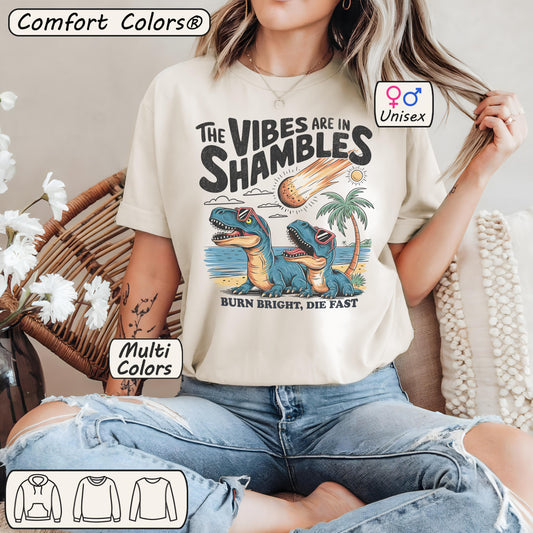 The Vibes Are In Shambles T-Shirt – Funny Retro Dinosaur Tee