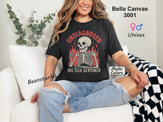 Undiagnosed But Peer Reviewed | Skeleton Flames Shirt