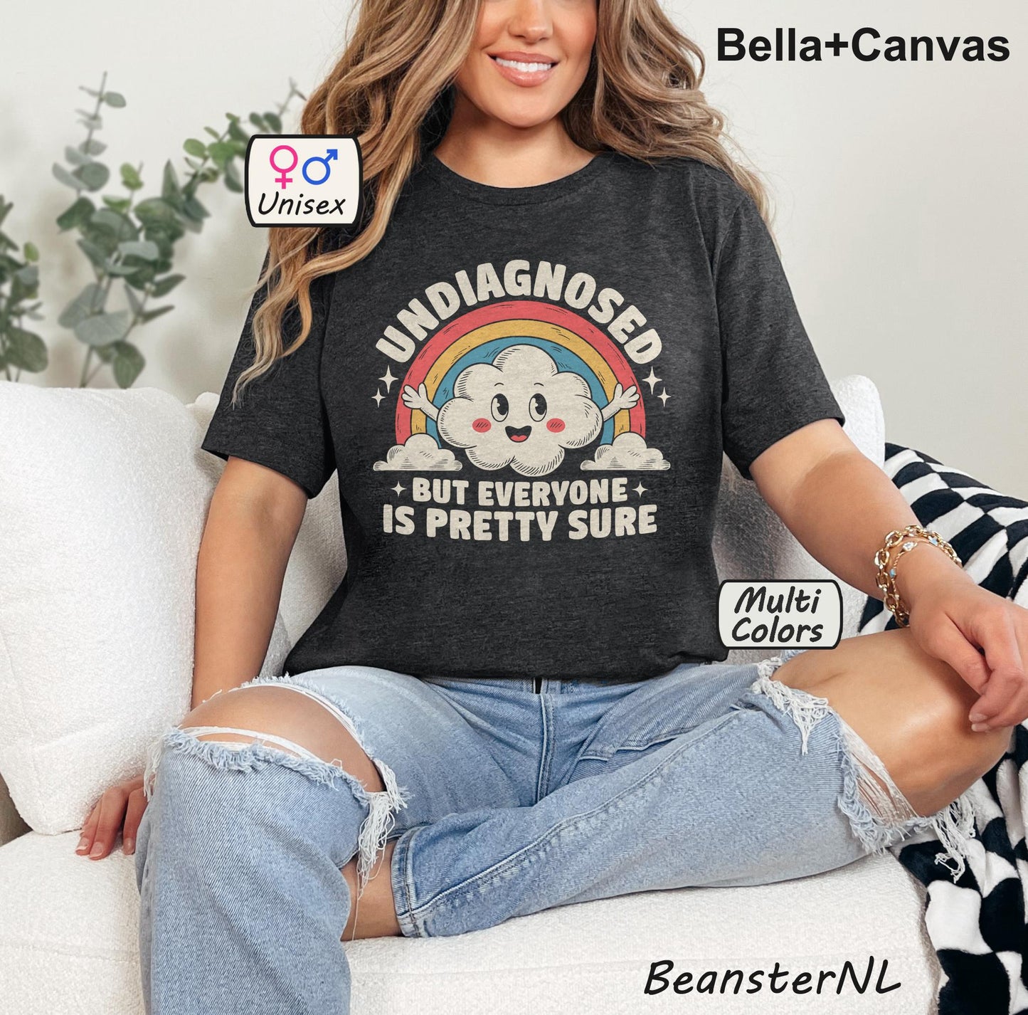 Undiagnosed But Everyone Is Pretty Sure Retro Rainbow Tee