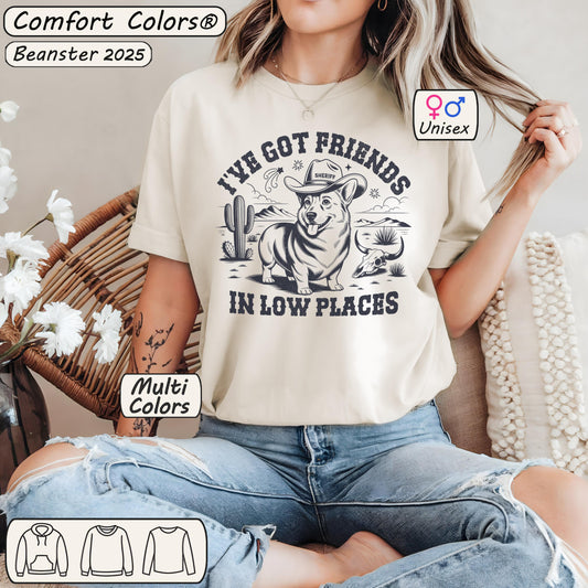 Vintage Western Corgi Shirt – Customizable ‘Friends in Low Places’ Tee