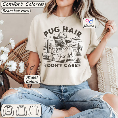 Vintage Western Pug Shirt – Customizable Pug Hair Don’t Care Tee