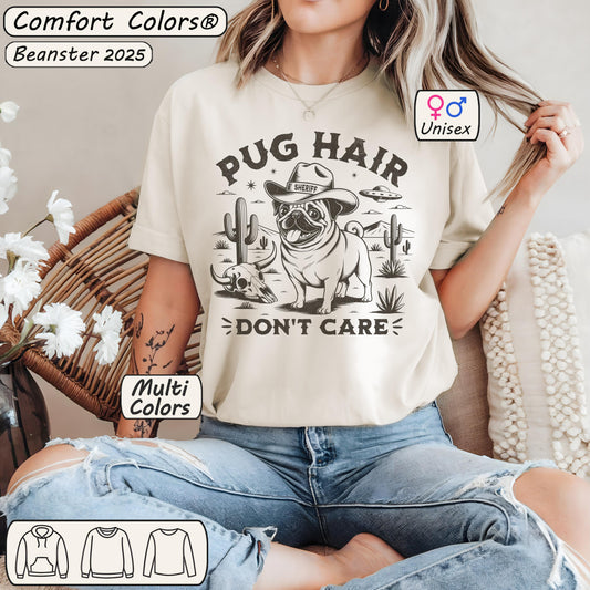 Vintage Western Pug Shirt – Customizable Pug Hair Don’t Care Tee