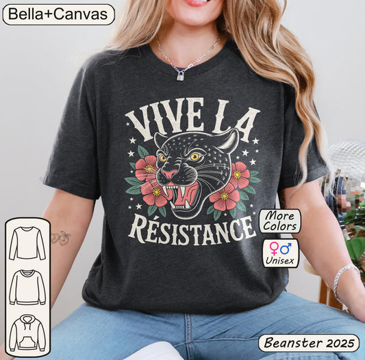 Vive la Résistance Tee – Retro Panther Floral Shirt