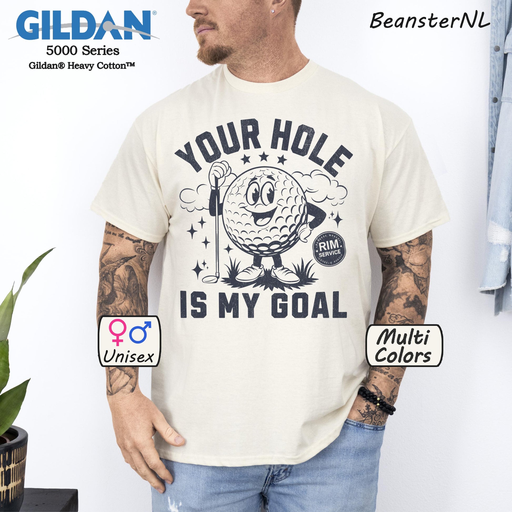 Your Hole is My Goal Funny Golf Shirt Natural