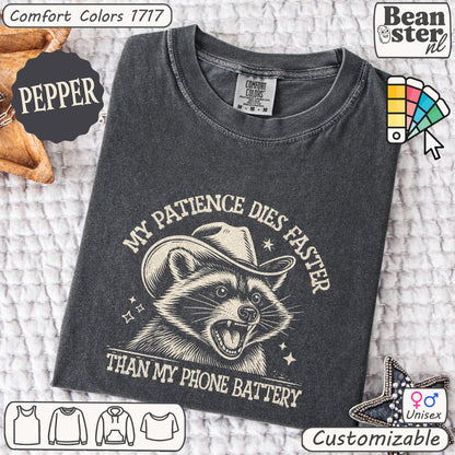 Oversized washed tee featuring sassy angry raccoon graphic