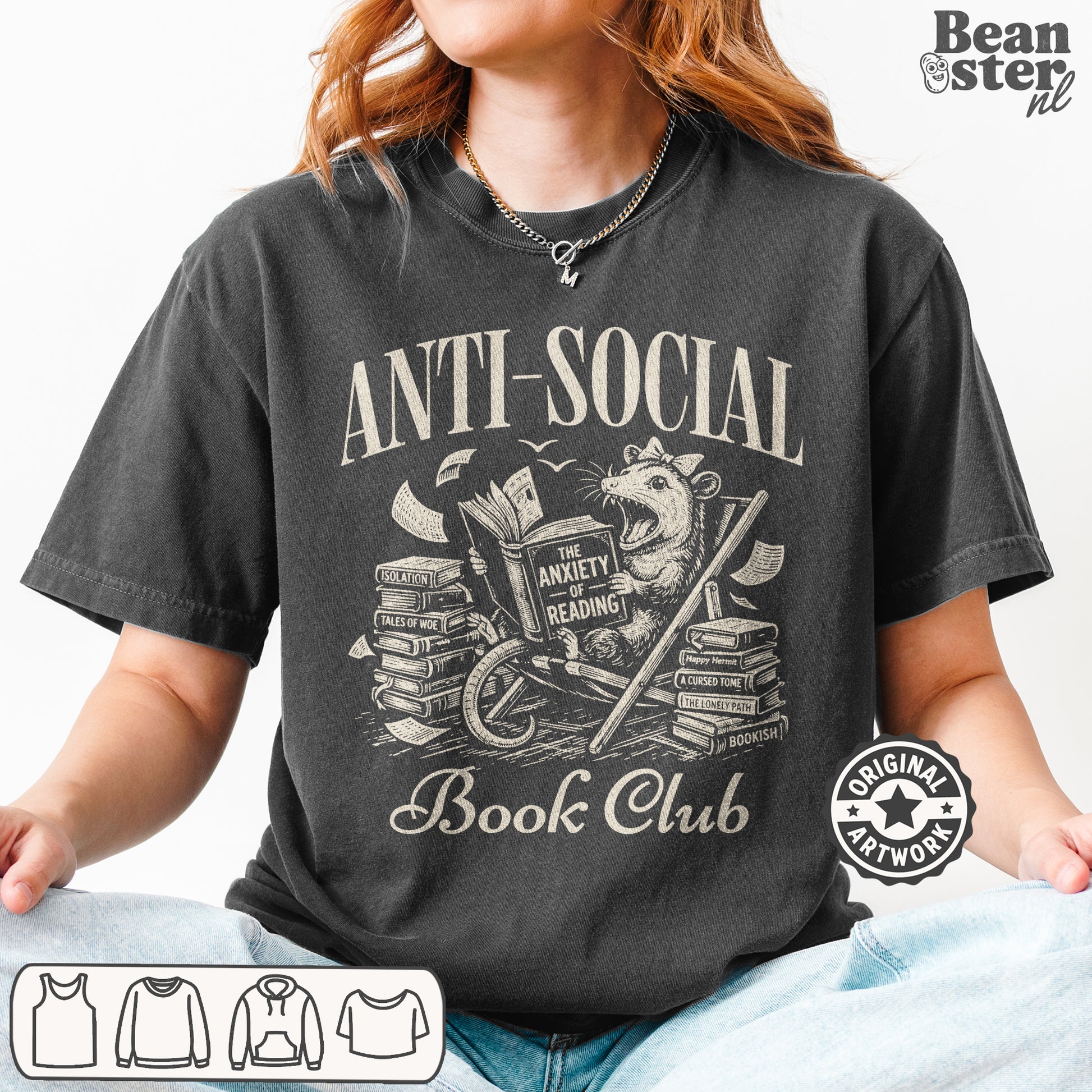 Funny bookworm graphic tee with anti social reading quote