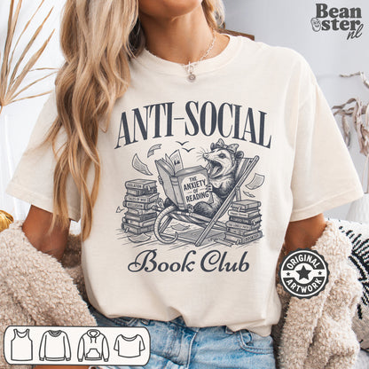 Anti Social Book Club t-shirt for introverts and book lovers