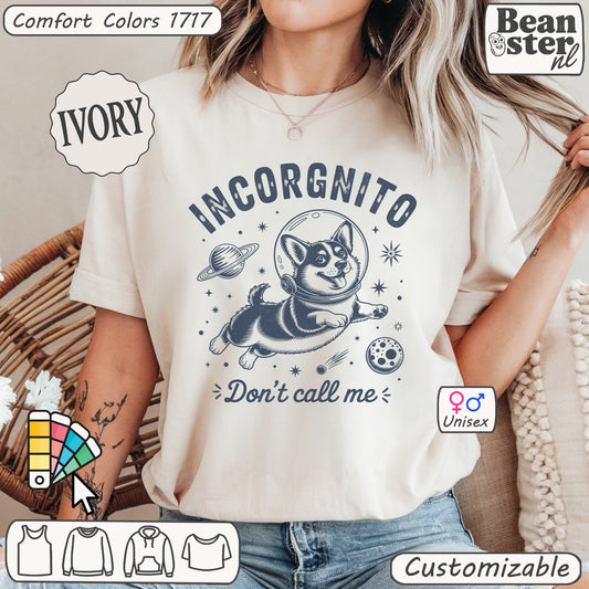 Astronaut Corgi “Incorgnito” funny dog meme t-shirt