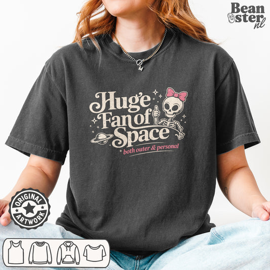 Big Fan of Space T-shirt with cute kawaii skull – introvert humor tee