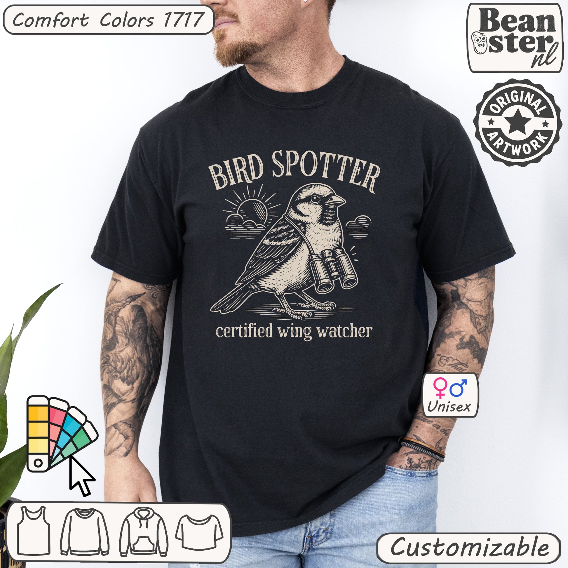Funny birding t-shirt with Bird Spotter text design