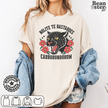 Feminist activist tee featuring panther graphic and statement text