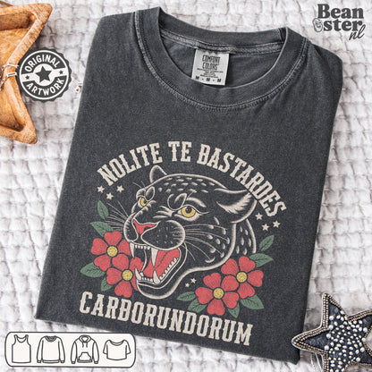 Black panther illustration t-shirt with Latin resistance quote