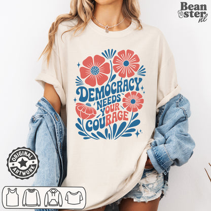 Democracy Needs Our Rage activist protest shirt with bold statement graphic