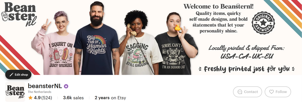 Beansternl Etsy Storefront