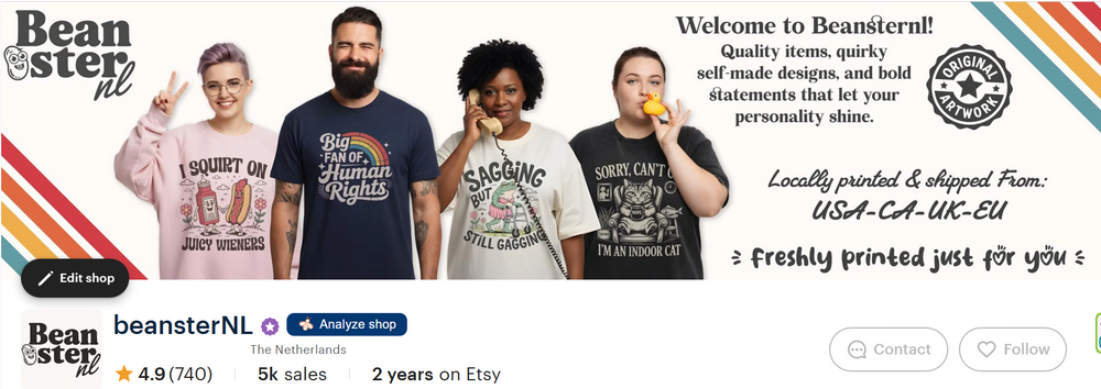 Beansternl Etsy Storefront 2026