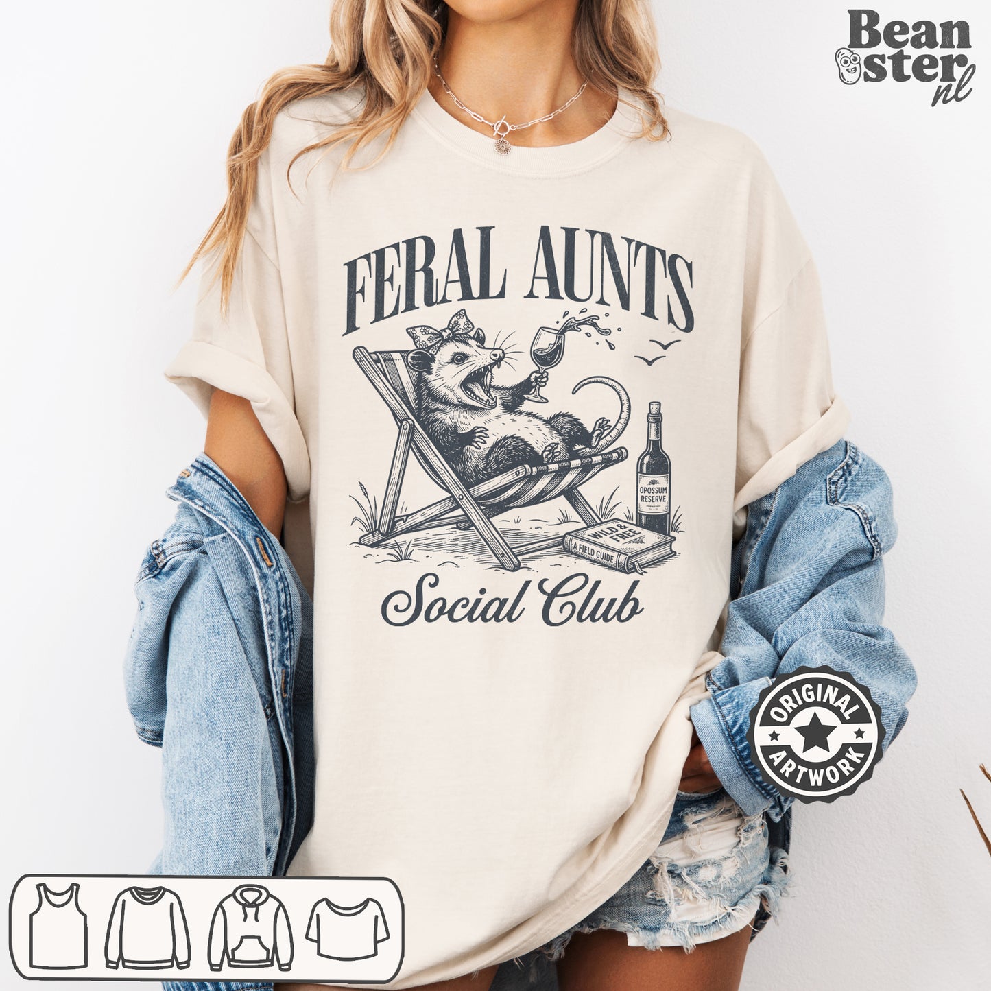 Feral Aunts Social Club funny aunt t-shirt with meme text design