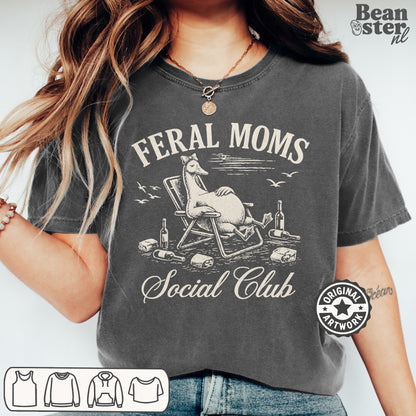 Trendy chaos mom tee Feral Moms Social Club casual graphic shirt
