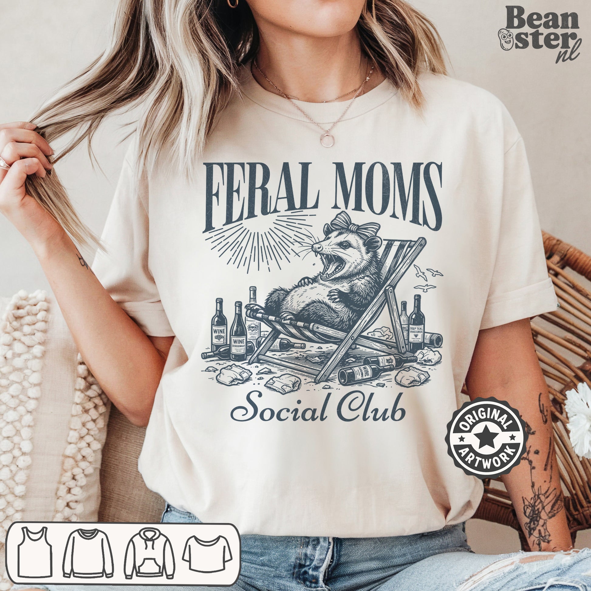 Trendy sarcastic mom shirt Feral Moms Social Club casual graphic tee