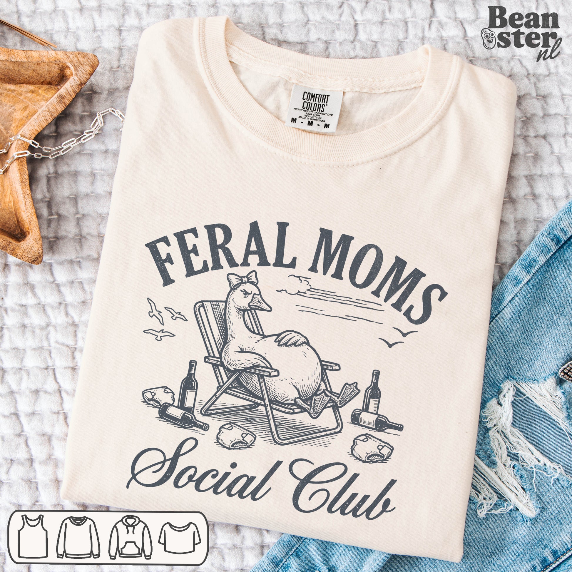 Feral Moms Social Club funny mom life t-shirt with bold text design
