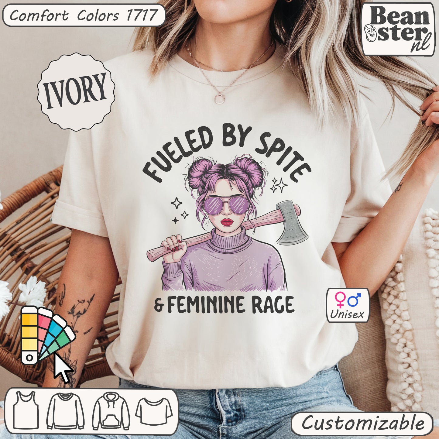 Fueled by Spite and Feminine Rage y2k retro empowerment tee
