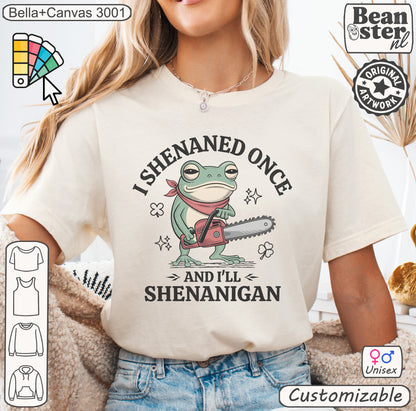 Funny St. Patrick’s Day shenanigans tee with quirky frog design