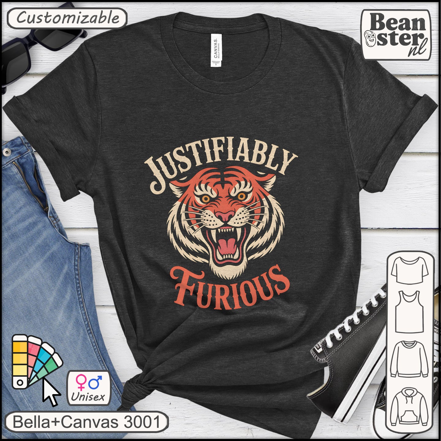 Justifiably Furious tiger graphic political activist shirt