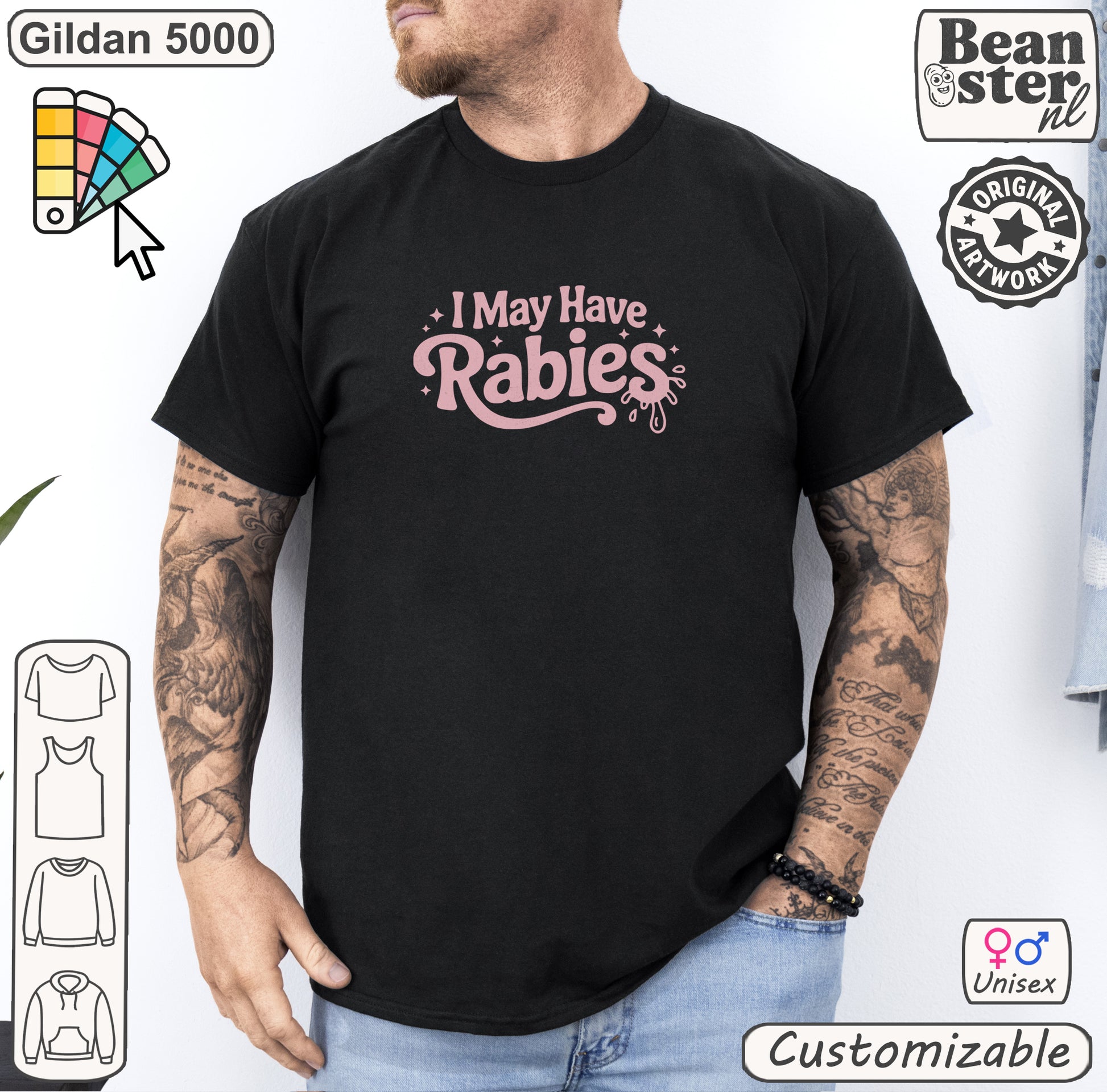 Funny May Have Rabies shirt with original graphic text design