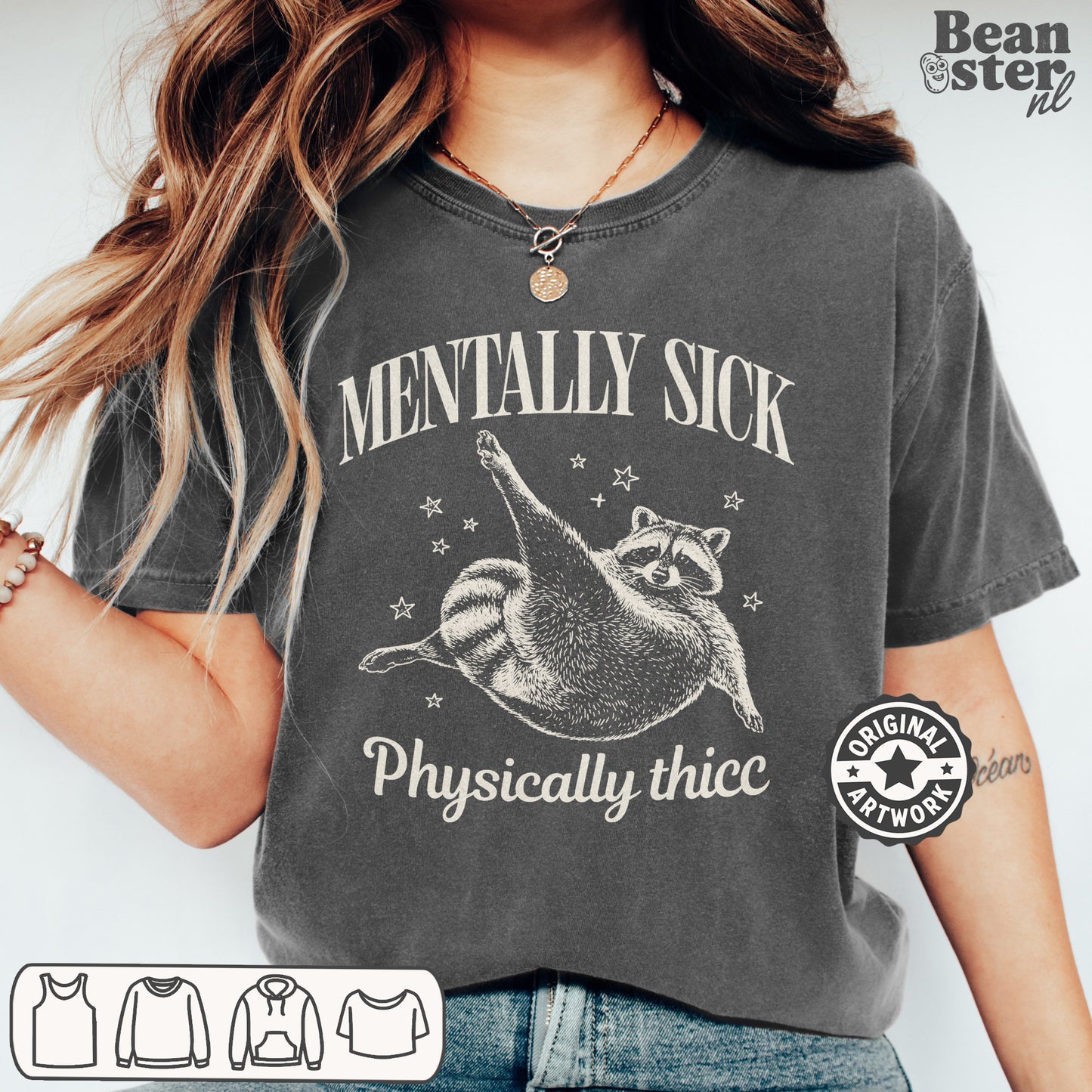 sarcastic edgy humor t-shirt mentally sick physically thicc print