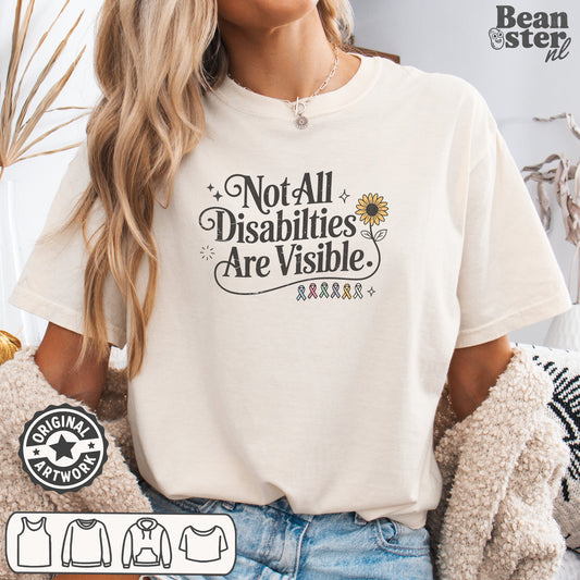 Not All Disabilities Are Visible t-shirt for chronic illness awareness