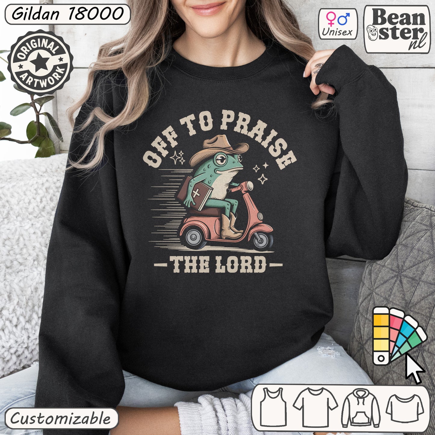 Funny Christian frog scooter sweatshirt original design