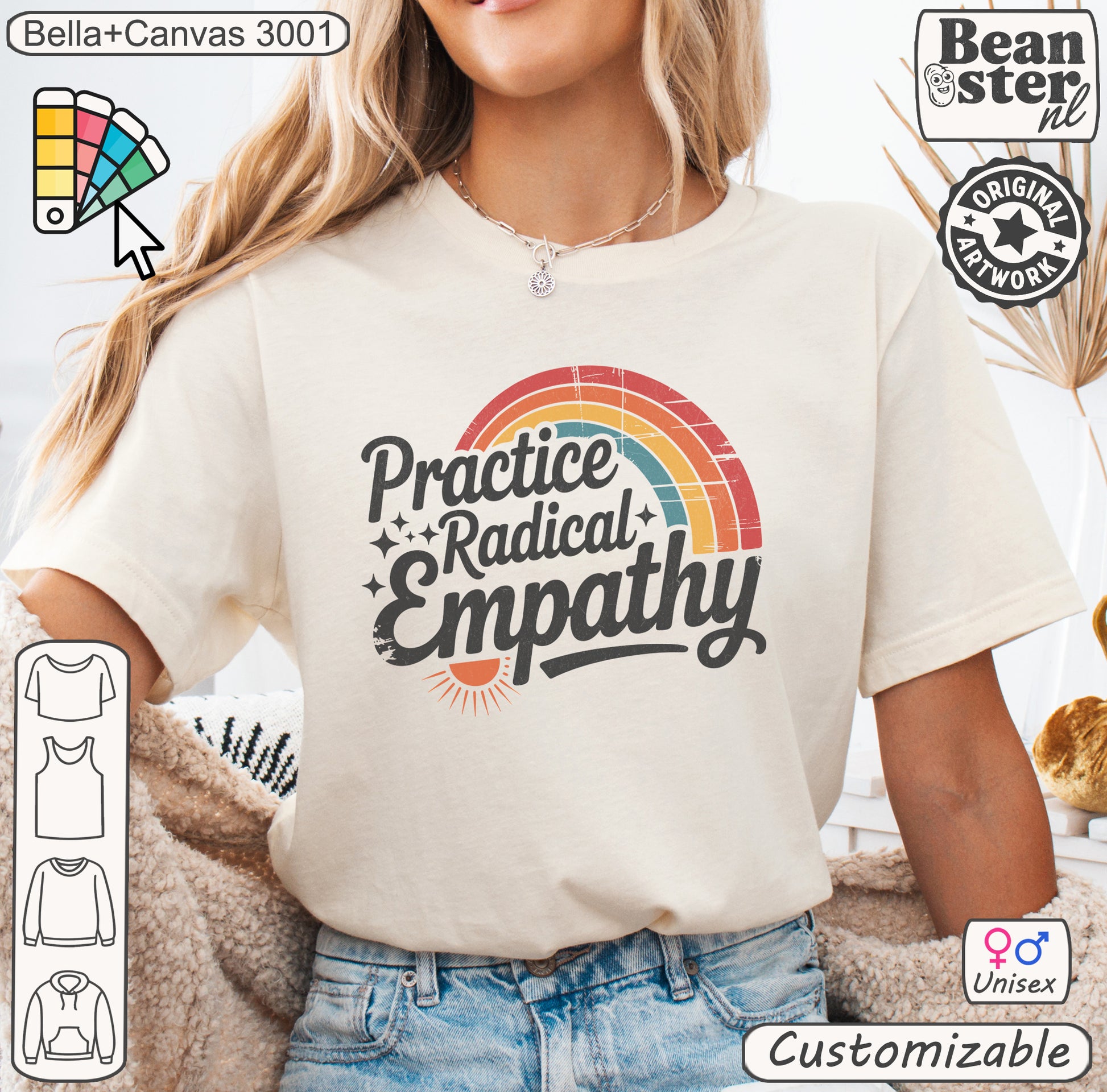 Practice Radical Empathy retro rainbow t-shirt, equality shirt for protests and LGBTIQ support