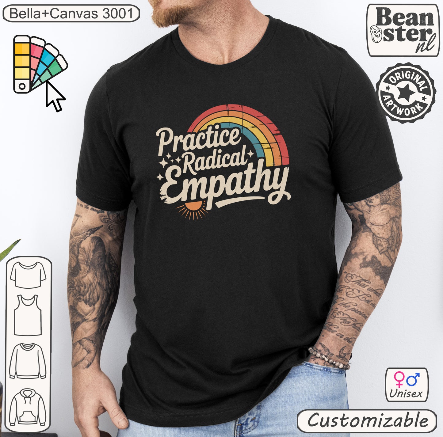 Practice Radical Empathy retro rainbow t-shirt, equality shirt for protests and LGBTIQ support