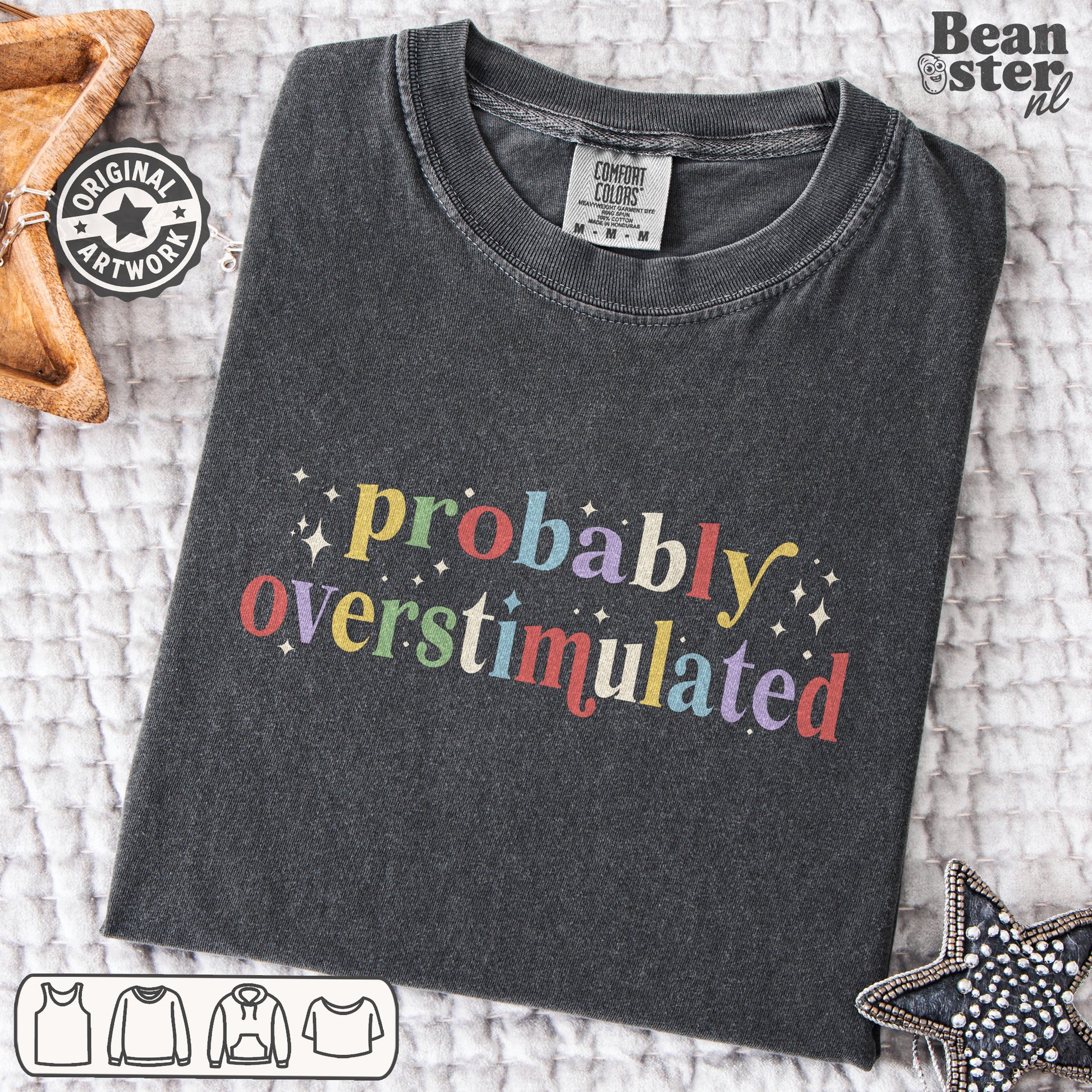 Probably Overstimulated t-shirt with retro neurodivergent humor design
