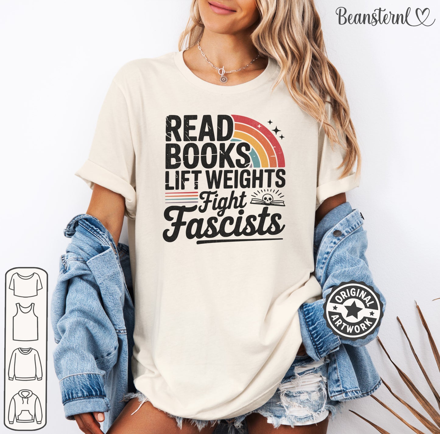 Progressive anti fascism activist apparel graphic tee in retro colors