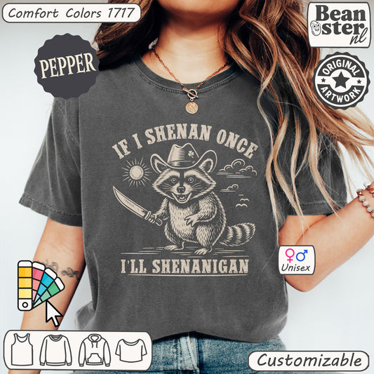 Sassy raccoon shenanigan t-shirt with funny graphic and text