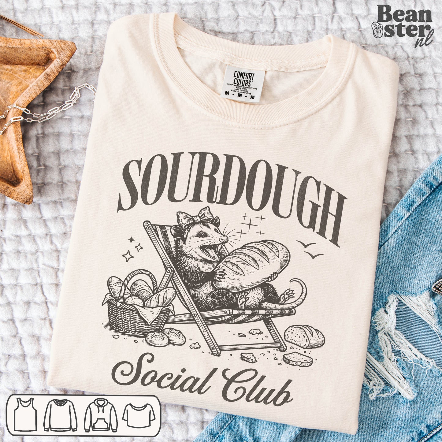 Sourdough Social Club bread lover t-shirt with bakery themed text design