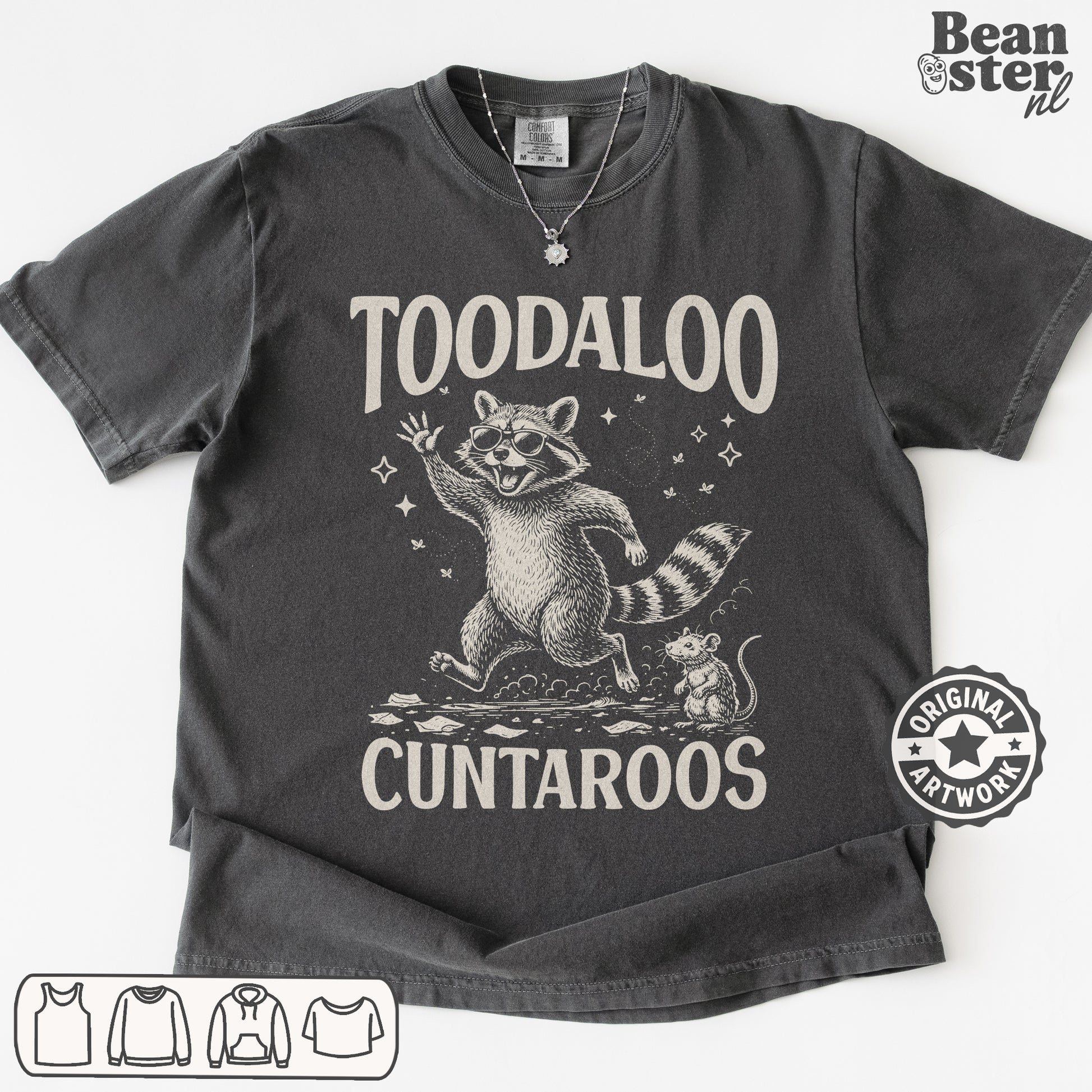 Front view of Toodaloo Cuntaroos original funny graphic t-shirt with bold meme typography design