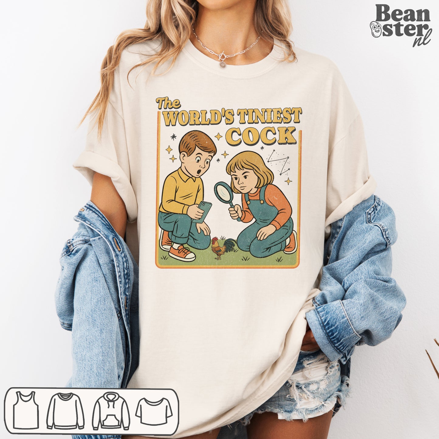 Vintage style Worlds Tiniest Cock gag gift tee for bachelor party or guys trip